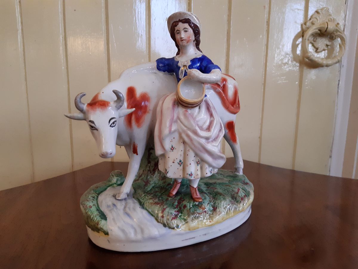 19th Century Staffordshire Milkmaid and Cow